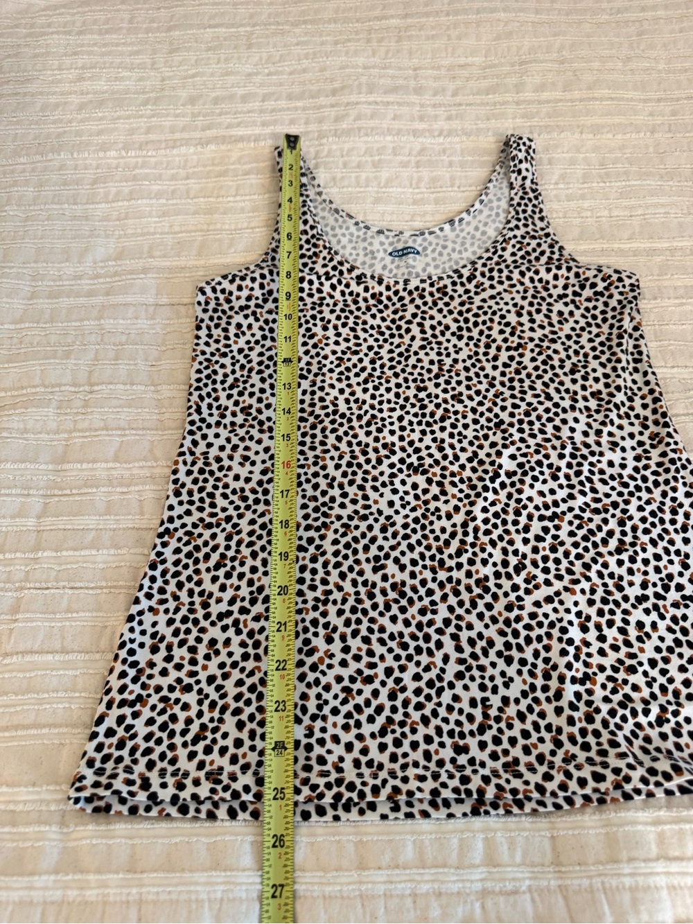 Old Navy Dot Print Leopard Print Tank Top Medium White Brown Black Sleeveless - Picture 5 of 5